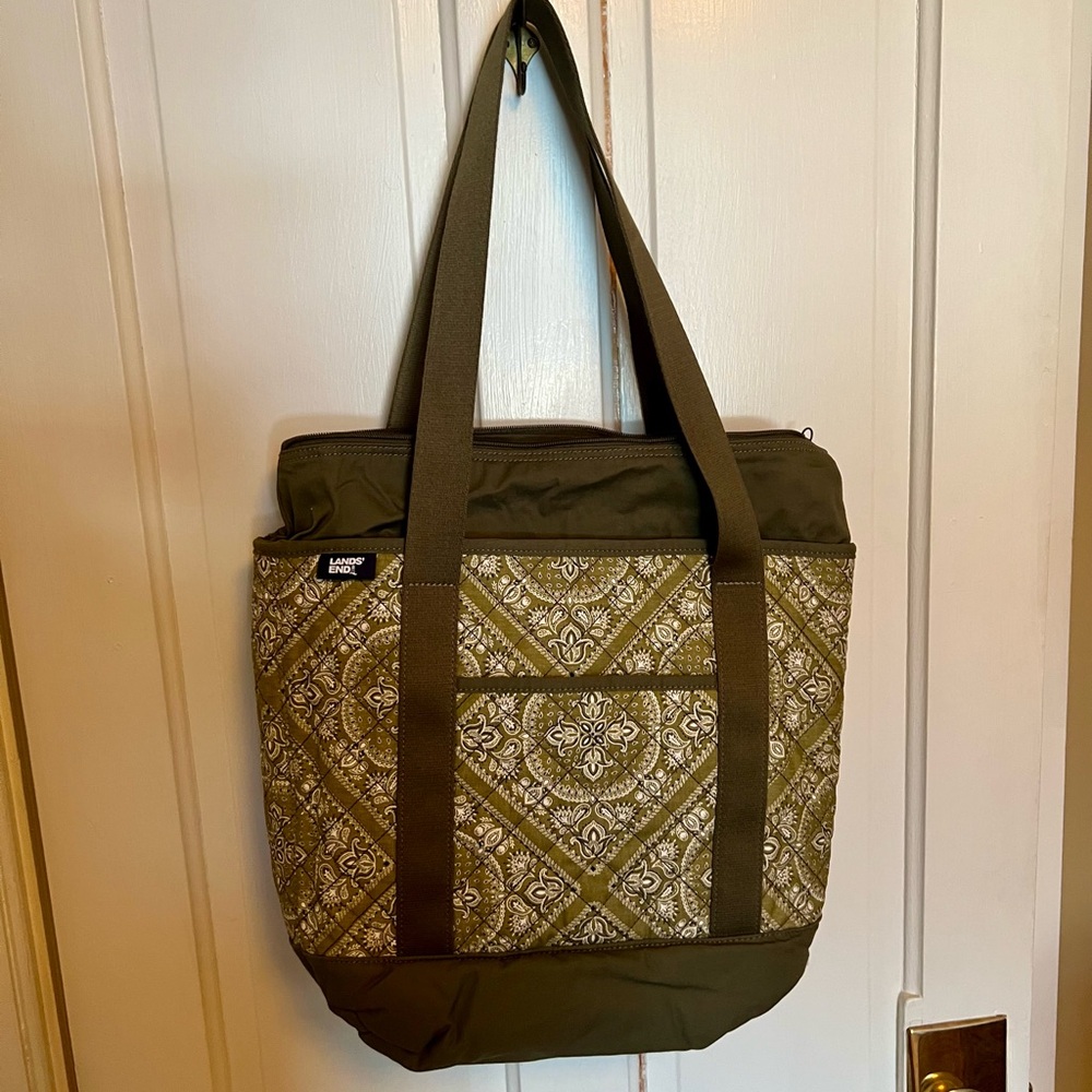 Lands' End Olive Green Paisley Tote Bag - Picture 6 of 6
